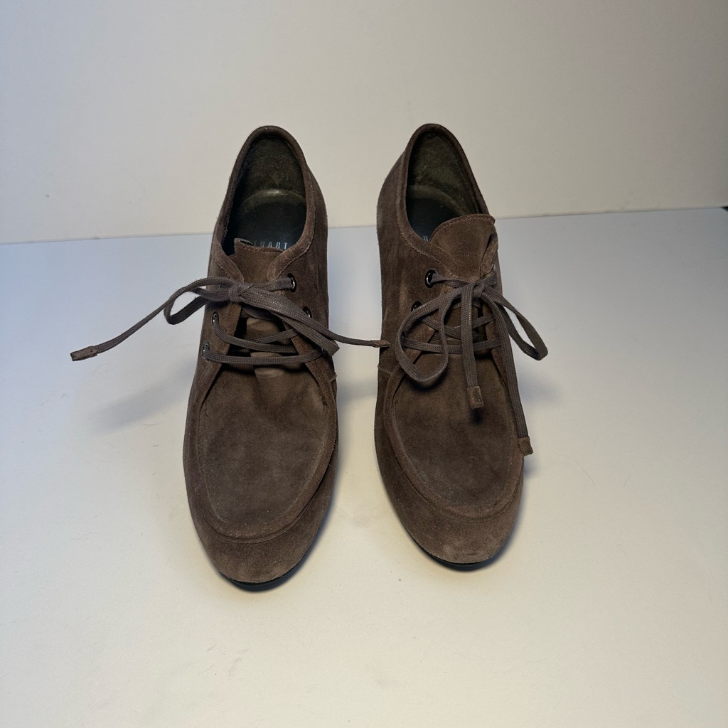 Stuart Weitzman Wallapalooza Size 7.5 Gray Suede Lace Up High Heel Boots Booties